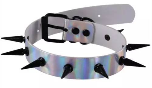 Nieten-Halsband Piky Laser Silber – 2/4