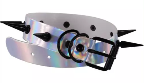 Nieten-Halsband Piky Laser Silber – 3/4