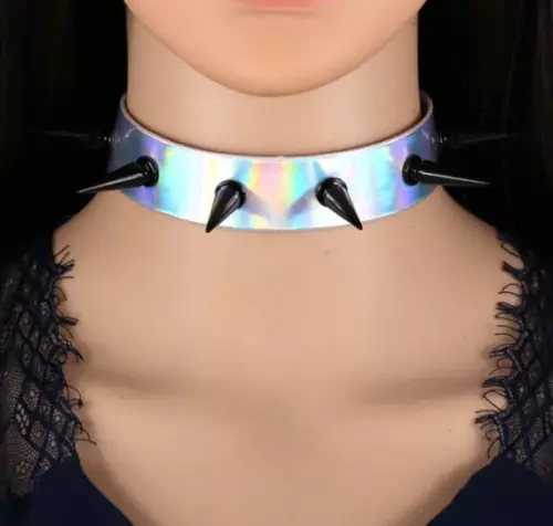 Nieten-Halsband Piky Laser Silber – 4/4