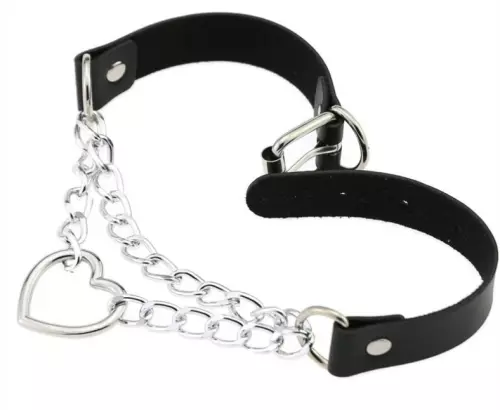 Metal Heart Collar With Chain SCHWARZ – 2/3
