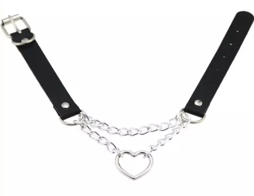 Metal Heart Collar With Chain SCHWARZ – 3/3