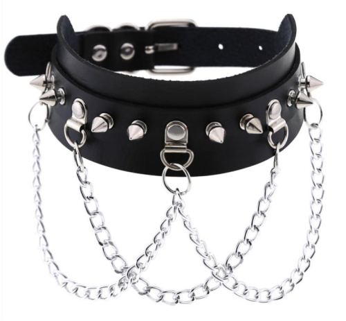 Halsband mit Nieten Piky Schwarz-Silber
