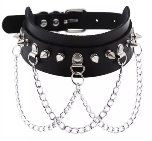 Halsband mit Nieten Piky Schwarz-Silber – 1/3