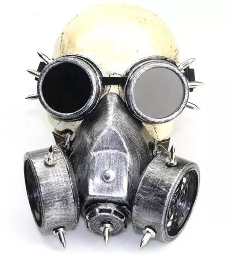Gasmaske und Brille Rivets Silver Silberfarben – 1/6