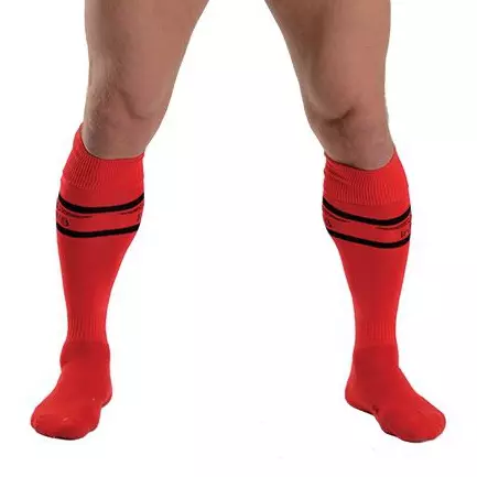 Hohe Socken URBAN FOOTBALL SOCKS Rot-Schwarz – 1/3