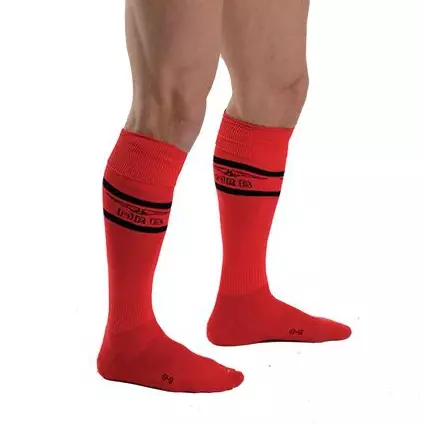 Hohe Socken URBAN FOOTBALL SOCKS Rot-Schwarz – 3/3