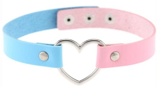 HEART DUO Choker Blue-Pink