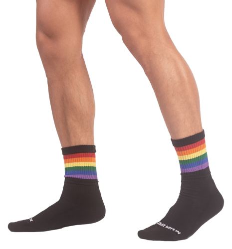 HALF SOCKS Rainbow Black socks