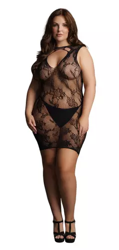 Sexy HIGH NECK jurk grote maat Zwart – 3/8