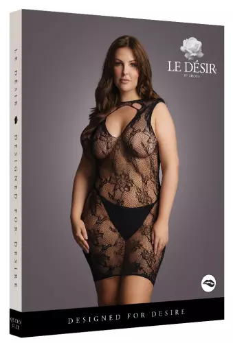 Sexy HIGH NECK jurk grote maat Zwart – 5/8