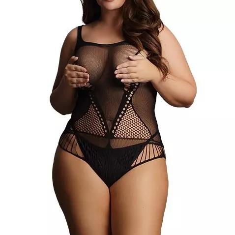 Body Große Größen CONTRAST NET Schwarz – 1/8