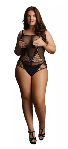 Body Große Größen CONTRAST NET Schwarz – 3/8