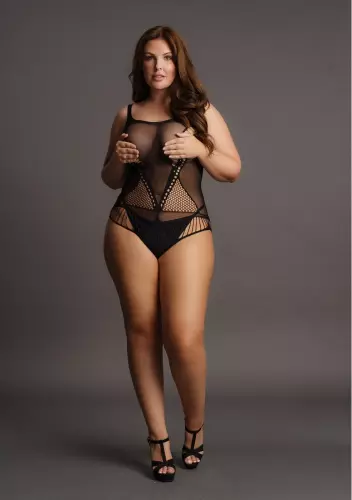 Body Große Größen CONTRAST NET Schwarz – 7/8