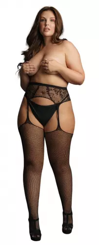 Strümpfe Netzstoff LACE FISHNET Schwarz – 3/8