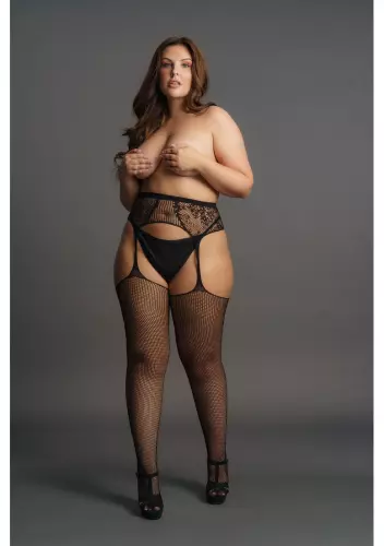 Strümpfe Netzstoff LACE FISHNET Schwarz – 7/8