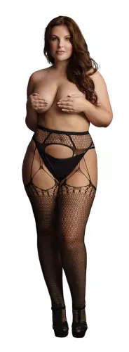 Netzstrumpfhose mit Strumpfhalter PANTYHOSE NET Schwarz – 3/8