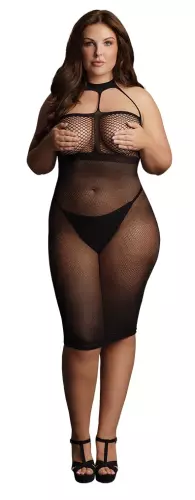 Netz-Kleid Übergröße HIGH NECK Schwarz – 3/8