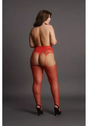 Strumpfhose mit Strumpfhalter RHINESTONE Rot – 8/8