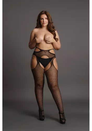 Netzstrumpfhose Große Größe STRAPPY Schwarz – 7/8