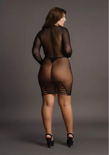 Sexy Kleid Große Größe LONG SLEEVE Schwarz – 8/8