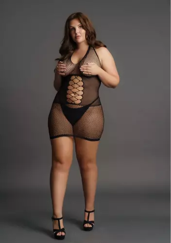 Sexy Kleid Übergröße PEEK-A-BOO Schwarz – 7/8