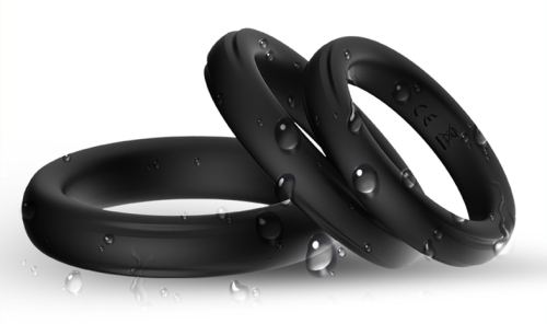 Set of 3 Silicone Cockrings Set Ring Black