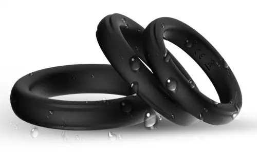 Set van 3 siliconen cockringen Set Ring Zwart – 1/7