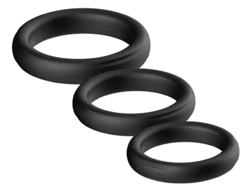Set van 3 siliconen cockringen Set Ring Zwart – 4/7
