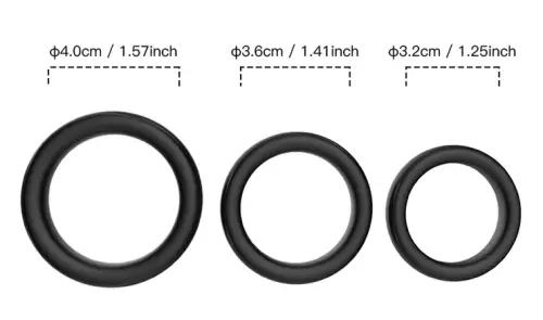 Set van 3 siliconen cockringen Set Ring Zwart – 5/7