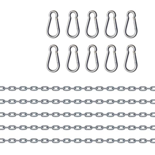 Set 5 Metal Chains and 10 Carabiners