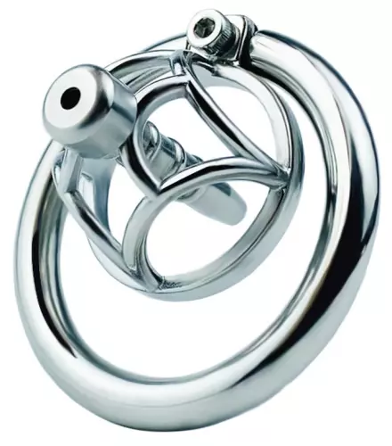 Metall-Keuschheitskäfig mit Urethral-Plug Hexy 3 x 3,3cm – 1/6