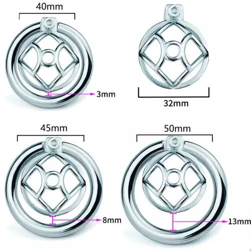 Metall-Keuschheitskäfig mit Urethral-Plug Hexy 3 x 3,3cm – 4/6