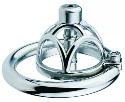 Metall-Keuschheitskäfig mit Urethral-Plug Hexy 3 x 3,3cm – 5/6