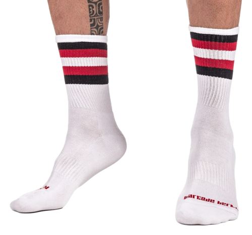 Socken HALF SOCKS Stripes Weiß Schwarz Rot