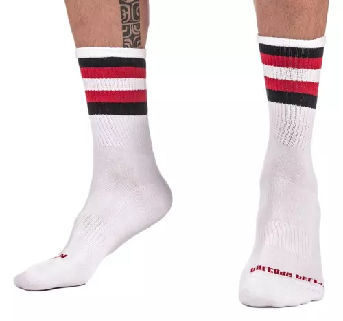 Sokken HALF SOCKS Stripes Wit Zwart Rood – 1/2