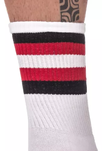 Sokken HALF SOCKS Stripes Wit Zwart Rood – 2/2