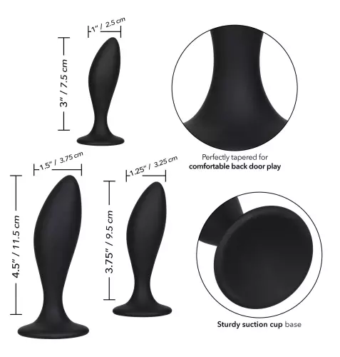Set mit 3 Silikonplugs Curve Kit Schwarz – 3/15