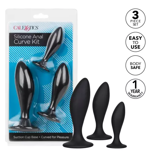Set mit 3 Silikonplugs Curve Kit Schwarz – 4/15
