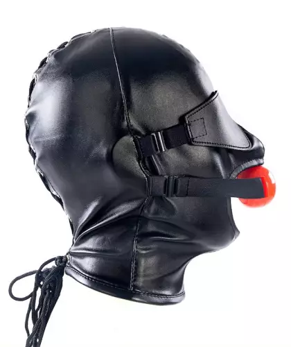 SM-Kapuze mit Knebel und Maske Subfull Schwarz – 3/7