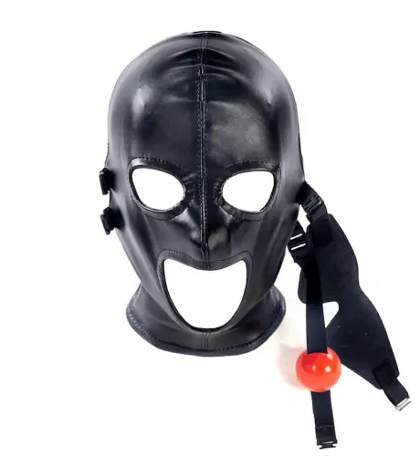 SM-Kapuze mit Knebel und Maske Subfull Schwarz – 7/7