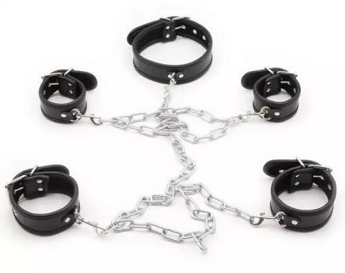 Einschränkungs-Set Halsband und Handschellen Schwarz – 1/2