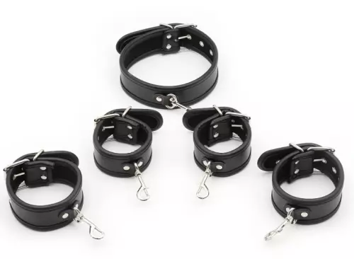 Einschränkungs-Set Halsband und Handschellen Schwarz – 2/2