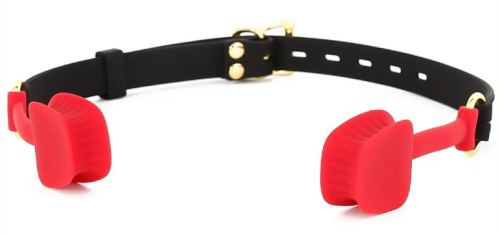 Siliconen gag Zen Open Zwart-Rood