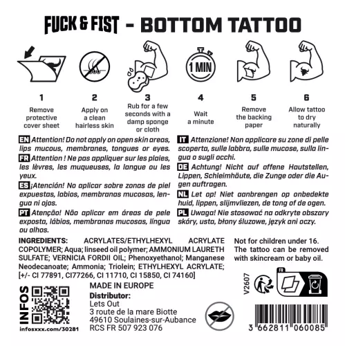 Tatouage temporaire Bottom 9 x 8.5cm – 3/3