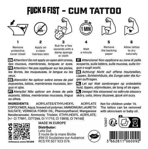 Temporäres Tattoo Cum in Me 9 x 8,5cm – 3/3
