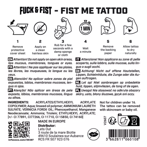 Fist Me Temporary Tattoo 9 x 8.5cm – 3/3