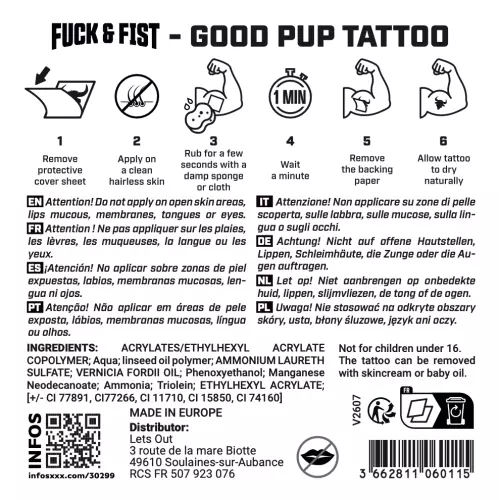 Good Pup Temporary Tattoo 9 x 5.5cm – 3/3