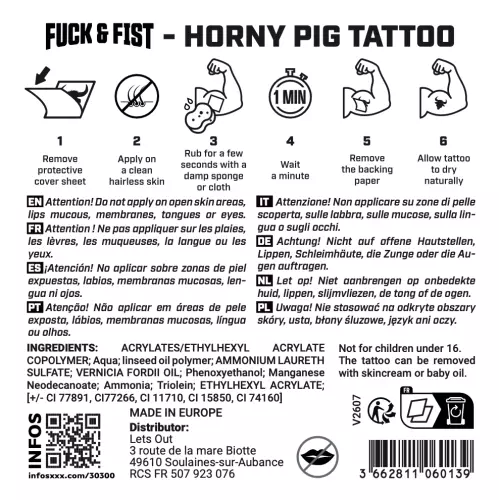 Tatouage temporaire Horny Pig 9 x 6cm – 3/3