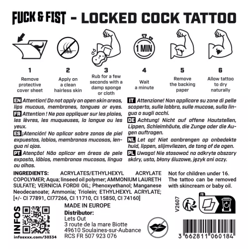 Locked Cock Temporary Tattoo 9 x 6.5cm – 3/3
