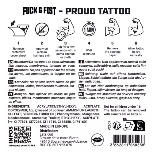 Temporäres Tattoo Proud 9 x 8,5cm – 3/3
